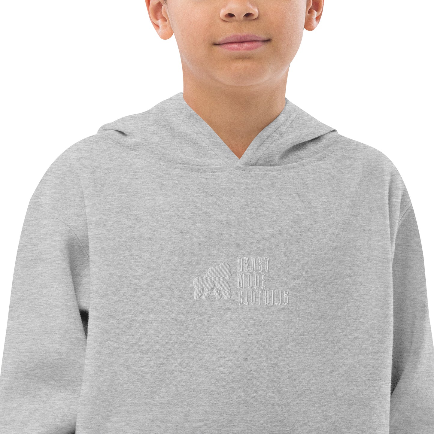 Kids fleece hoodie-Em wh